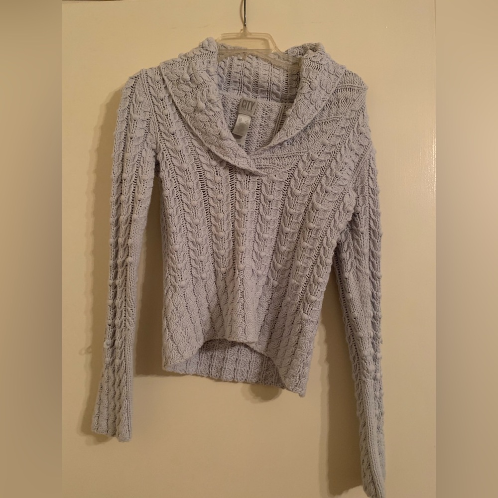 Baby blue popcorn knitted sweater by DKNY City